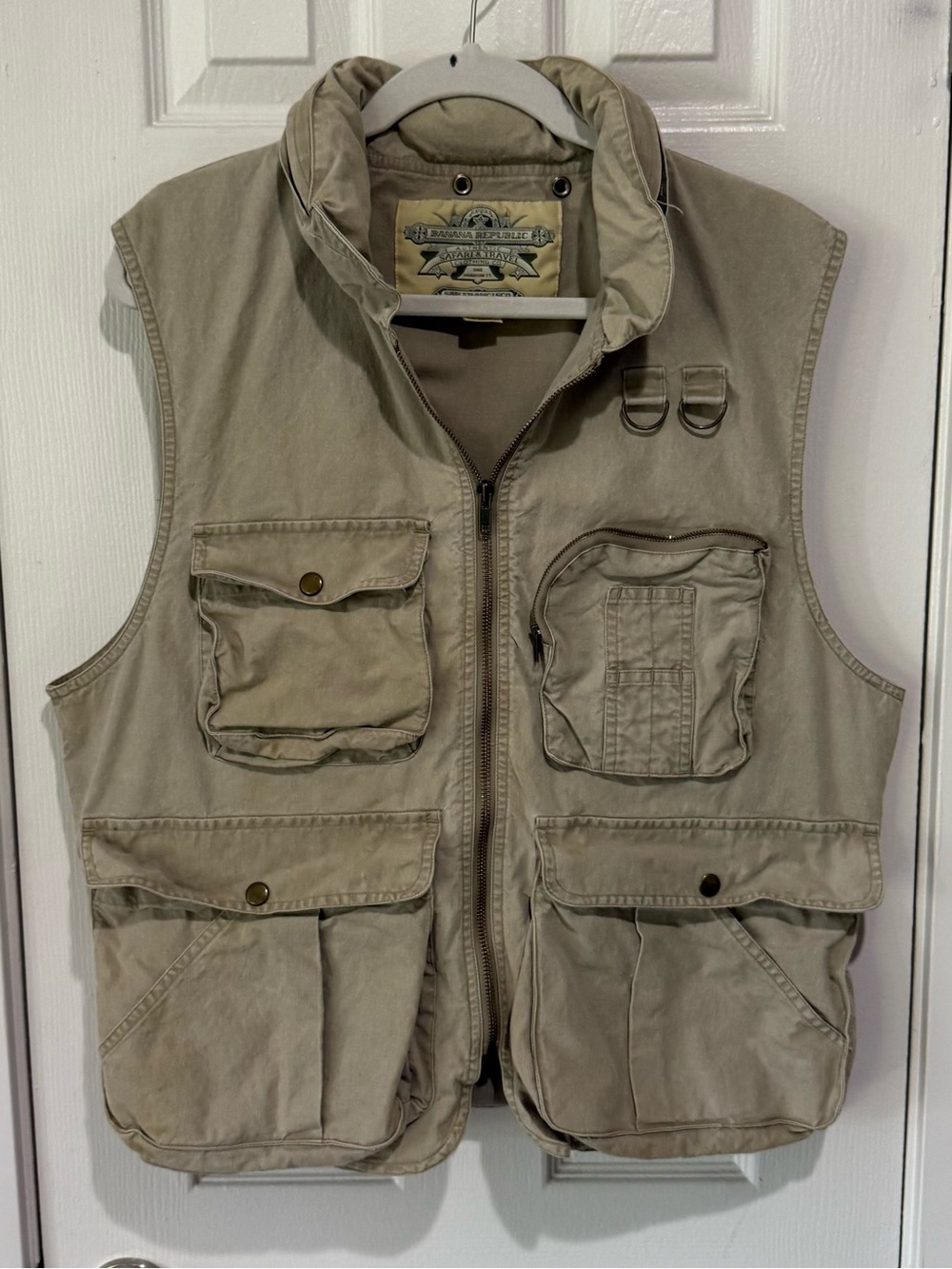 Vintage Banana Republic Safari & Travel Men's Khaki Utility Fishing Vest cotton